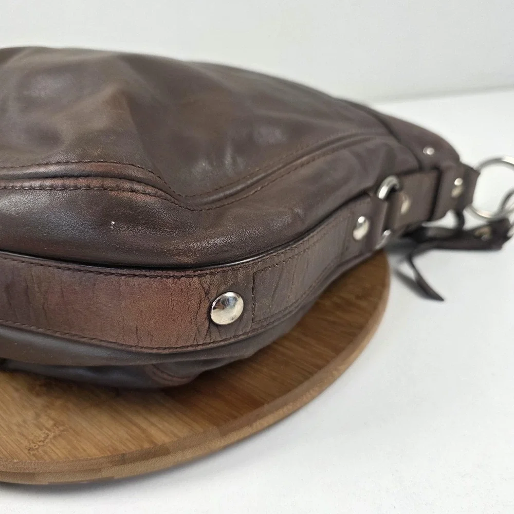 Coach Leather Shoulder Bag Womens Brown Hobo Zip Top Silver Hardware Style 14706 - Picture 6 of 16